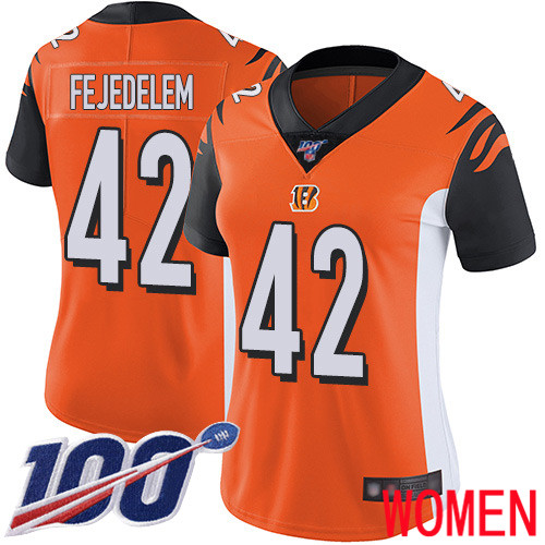 Cincinnati Bengals Limited Orange Women Clayton Fejedelem Alternate Jersey NFL Footballl #42 100th Season Vapor Untouchable